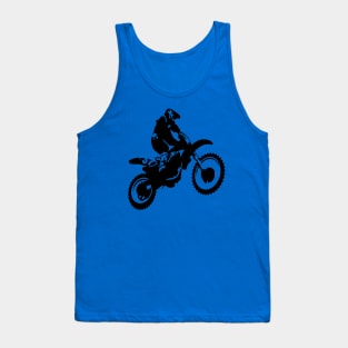 Moto X  Dirt Bike Monotone Vector Art - Black Tank Top